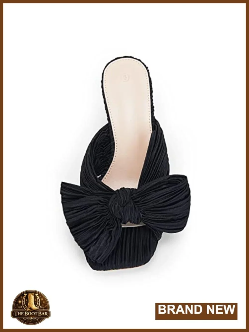 Women's Pleated Bow Kitten Heel Mules - Square Toe Slip-On Dress Sandals